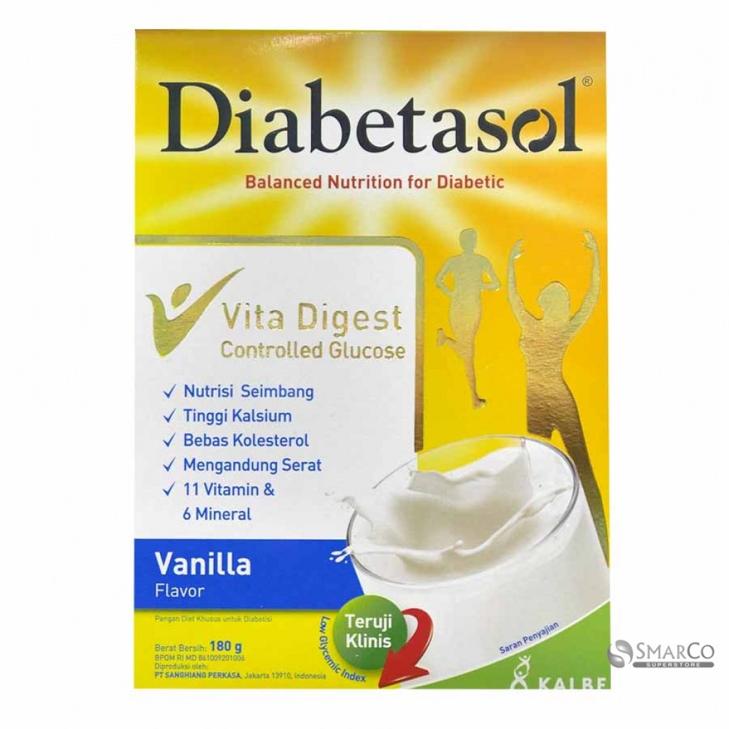 

Diabetasol 170gr ALL VARIANT SUSU KEBUTUHAN KHUSUS RENDAH GULA VANILA/COKLAT/CAPUCCINO/ALMOND OAT