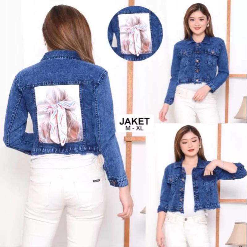 JAKET JEANS WANITA JAKET CROP IMPORT MODEL GAMBAR BELAKANG KEKINIAN JAKET JEANS CROP WANITA TERBARU