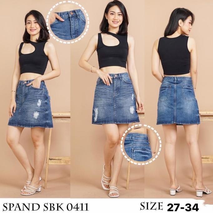 Rok Jeans Pendek Sobek Ripped 27-34