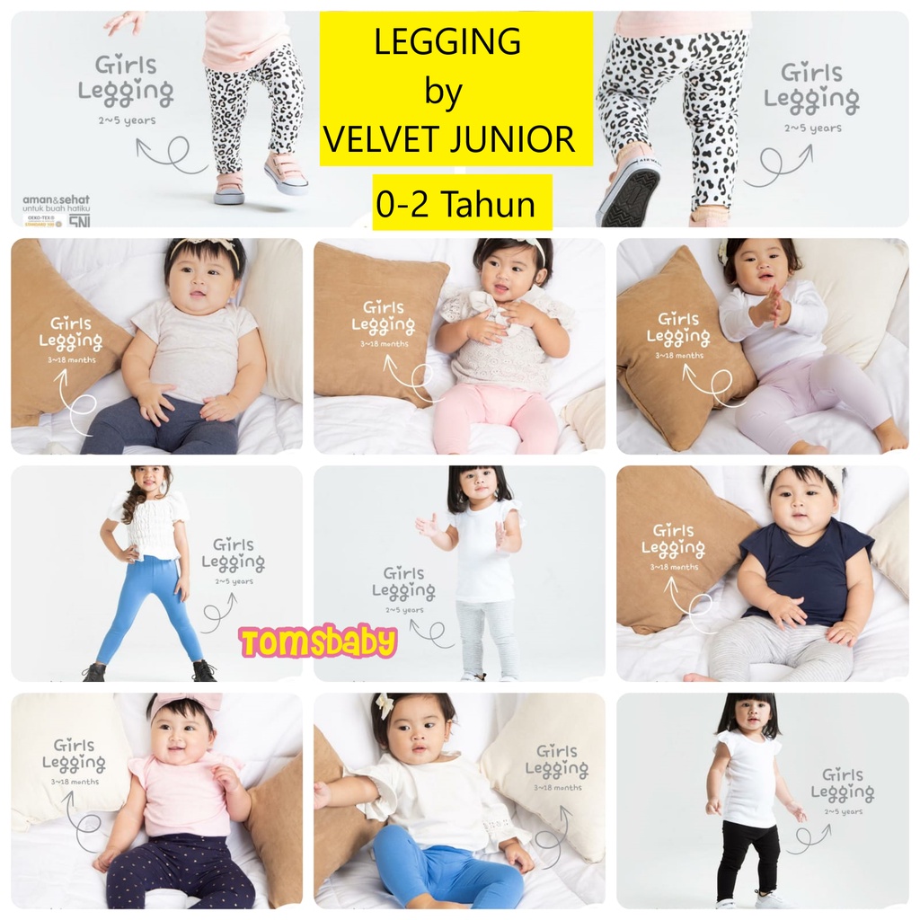 [2-5 Tahun] VELVET JUNIOR (1pcs) Legging Kids Leging Anak Polos Solid Full Print Motif