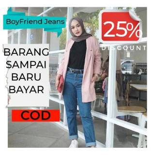  CELANA  PLAIN BOYFRIEND  CELANA  WANITA BOYFRIEND  NAVY  