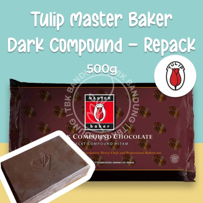 

Ht62D Masterbaker Tulip Dark Chocolate Compound Repack Cokelat Batang 500Gr Ht52Hh