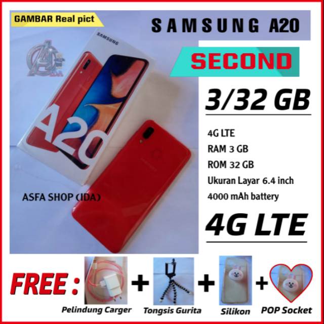 SAMSUNG Galaxy A20 3/32GB ORIGINAL,SECOND No minus mulus