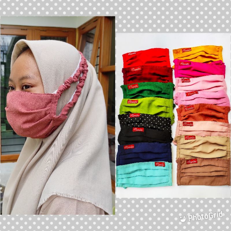 Masker Hijab Serut Kerut Kain Diamond Kreb Ceruti 2 Layer