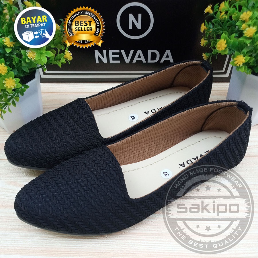 PROMO 8.8 !! SEPATU WANITA DEWASA BALET RAJUT NEVADA FLAT RAJUT / SEPATU RAJUT MURAH / SAKIPO