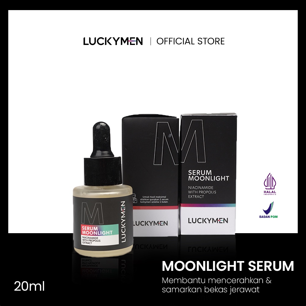 LUCKYMEN Serum Moonlight - Mencerahkan dan Mengobati Jerawat / Mencerahkan Dan Bikin Glowing Nature reaction  Skincare Cowok Halal