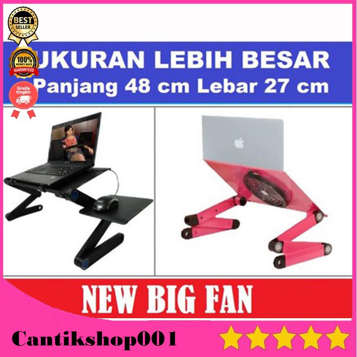  Meja  Laptop  Portable Aluminium ada kipas  besar mousepad 