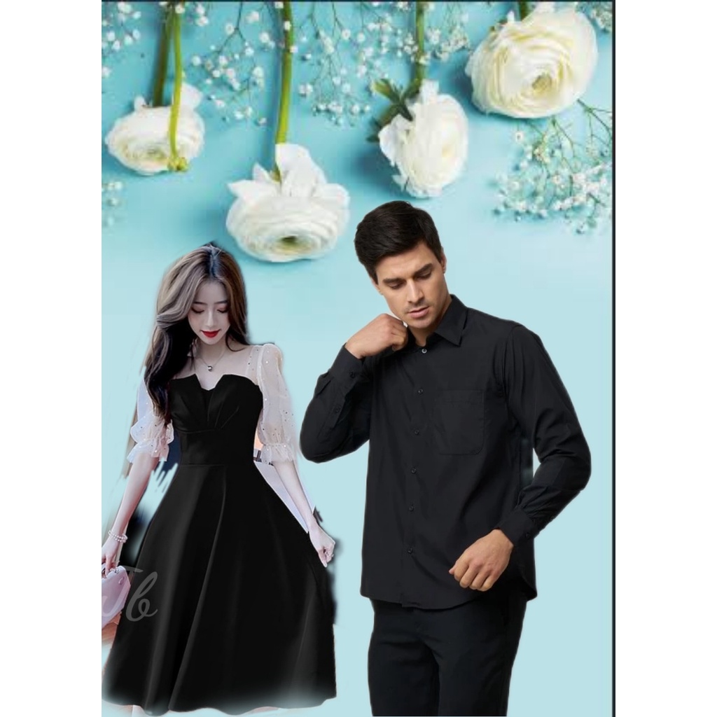 COUPLE DRESS KIMNARA BRUKAT TILE GLITER/ SET PAKAIAN COUPLE PESTA