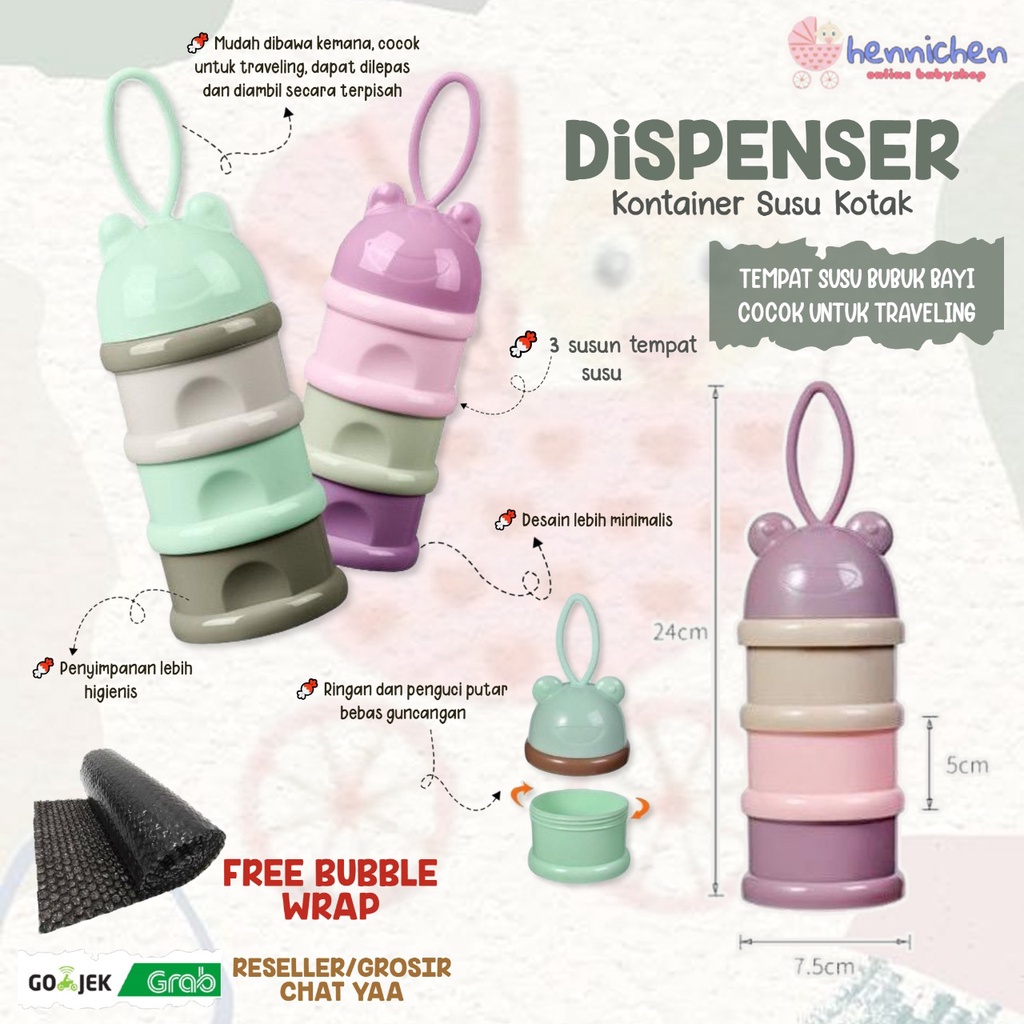 FREE BUBBLE Dispenser Kontainer Susu Kotak Tempat Susu Bubuk Traveling Bayi.