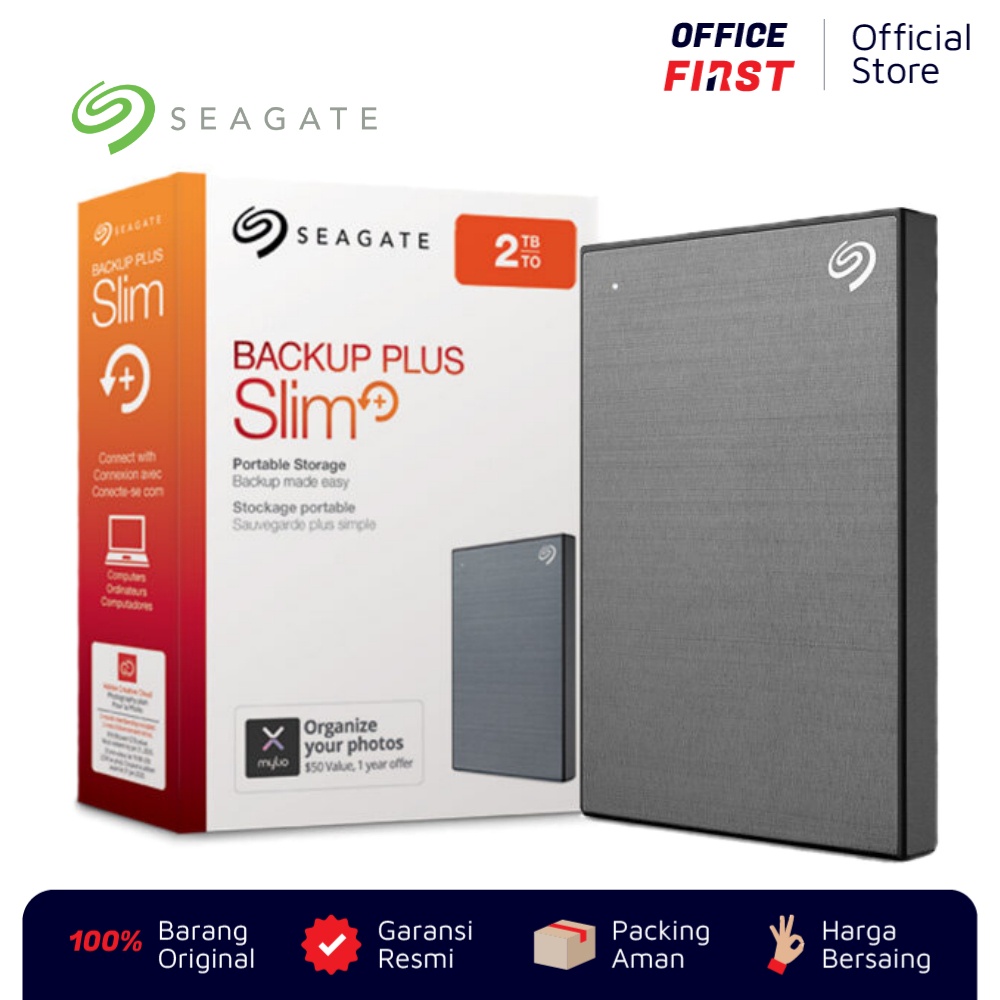 Seagate Backup Plus Slim 2TB HD HDD Hard Disk External USB 3.0