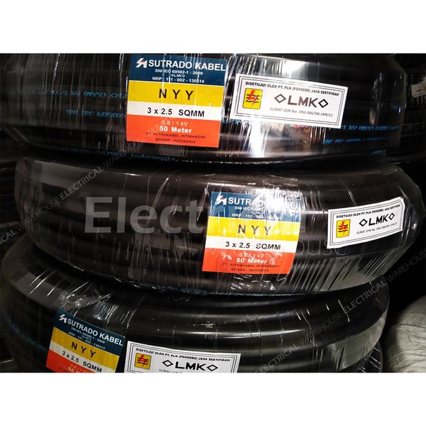 Kabel Listrik NYY 3x2.5mm2 SUTRADO Meteran ( 3x2.5mm 3x2.5 3 x 2.5mm 3x2.5 3x2,5 )