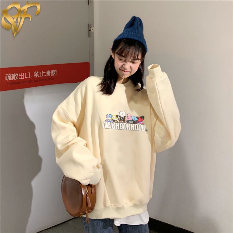 Sweater Neighborhood X BTS BT21 Pria &amp; Wanita | Sweater Korea Style Fleece Cotton | Dhea Fashion