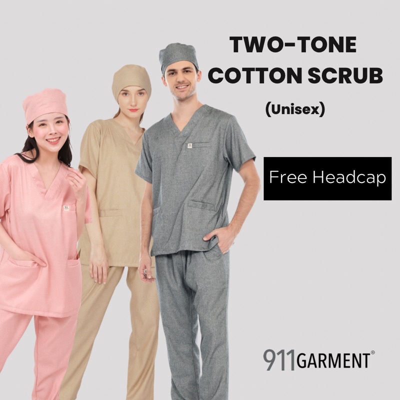 [Two tone/ Denim Edition] SET Scrub Dokter/Baju Jaga Dokter/ Baju OK/ Baju Perawat/ Baju Jaga