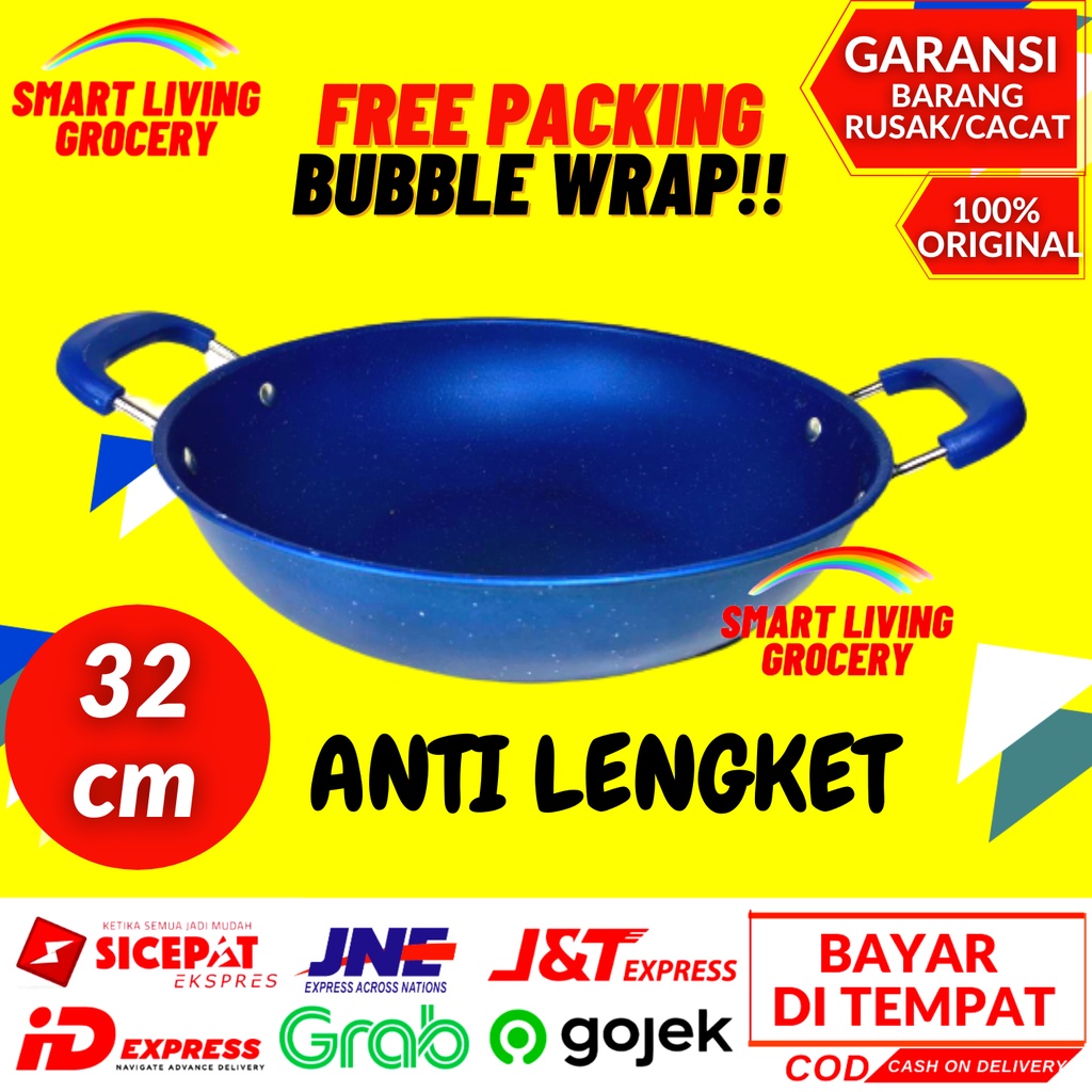 PANCI WAJAN ENAMEL ALAT PENGGORENGAN DAPUR ANTI LENGKET PANCI KERAMIK SET SERBAGUNA GSF 2034 2232-BIRU