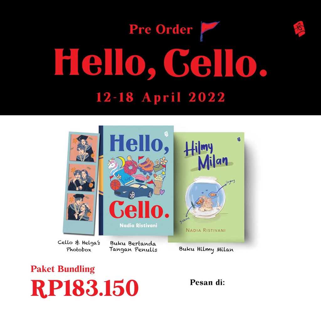 [ READY STOK ] Novel Hall of Friends : Monolog Rifan / Hello Again Cello / Hello Cello / Hilmy Milan / The Camarro - Nadia Ristivani/Ijo Script