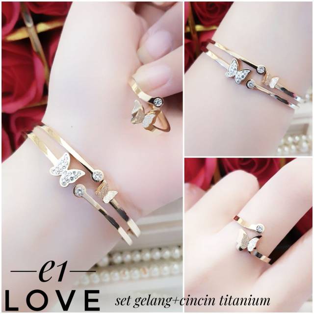 Titanium gelang dan cincin 0130i