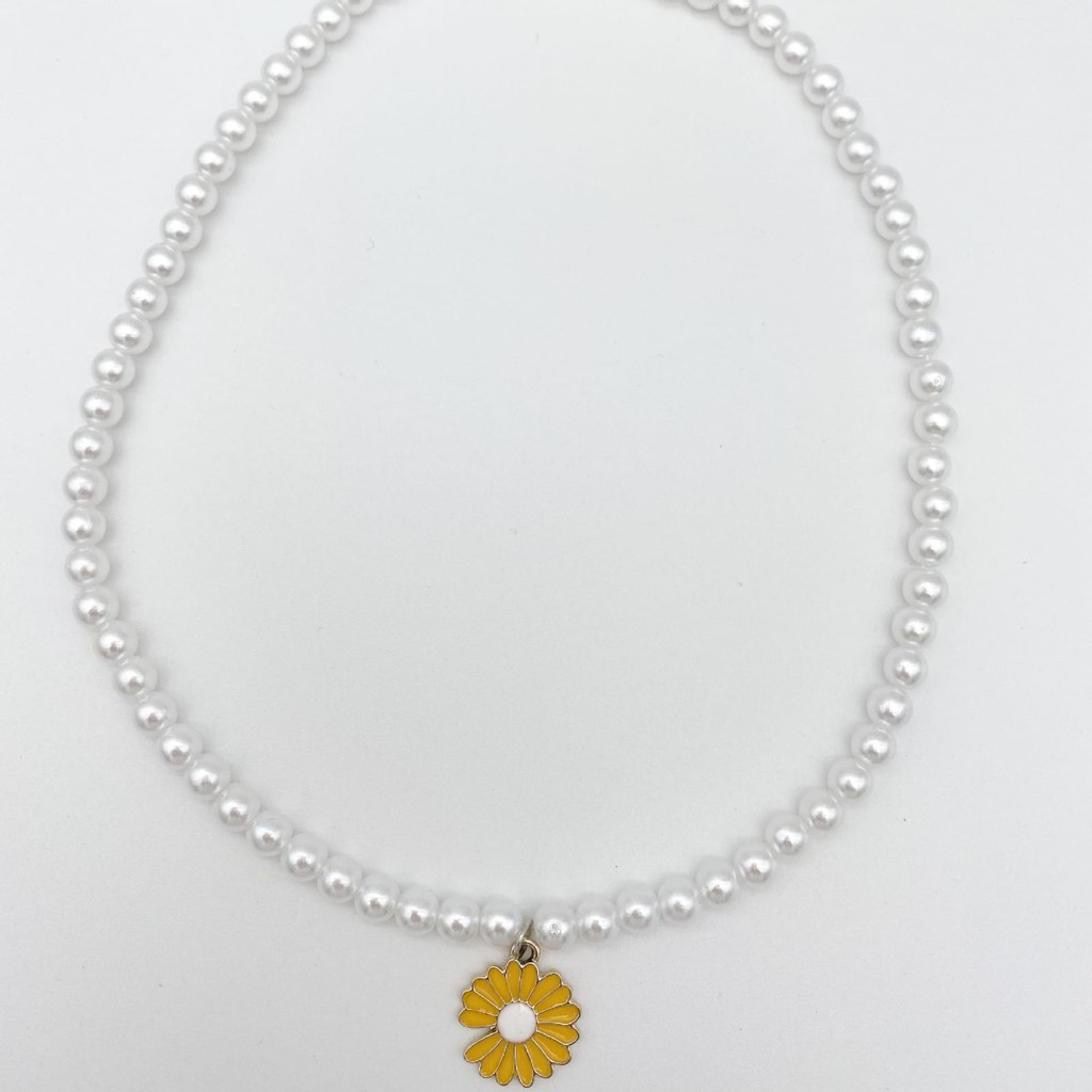 ➰CKK➰ Versi Korea Bunga Putih Daisy FA110 Pearl Kalung Choker Krisan Klavikula Rantai Perhiasan
