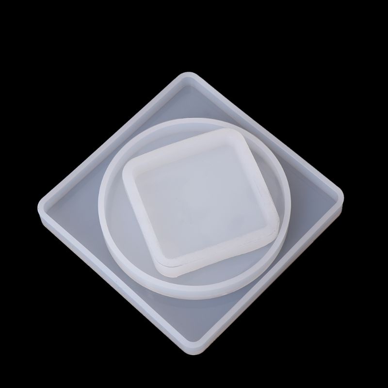 SIY  6 Pcs Resin Mold Square Round Silicone Jewelry Casting Mold Coaster Mould For Pressure Board Epoxy DIY Crafts