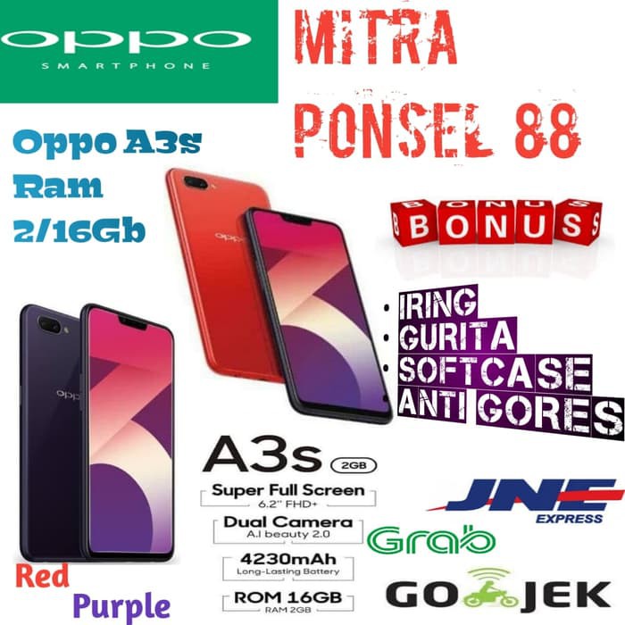 OPPO A3S Ram 2/16Gb Garansi Resmi OPPO - Merah - Ungu | Shopee Indonesia