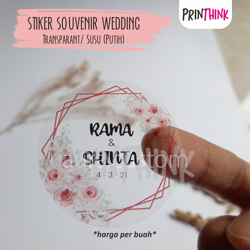 STIKER LABEL TRANSPARAN SOUVENIR WEDDING NIKAH BULAT