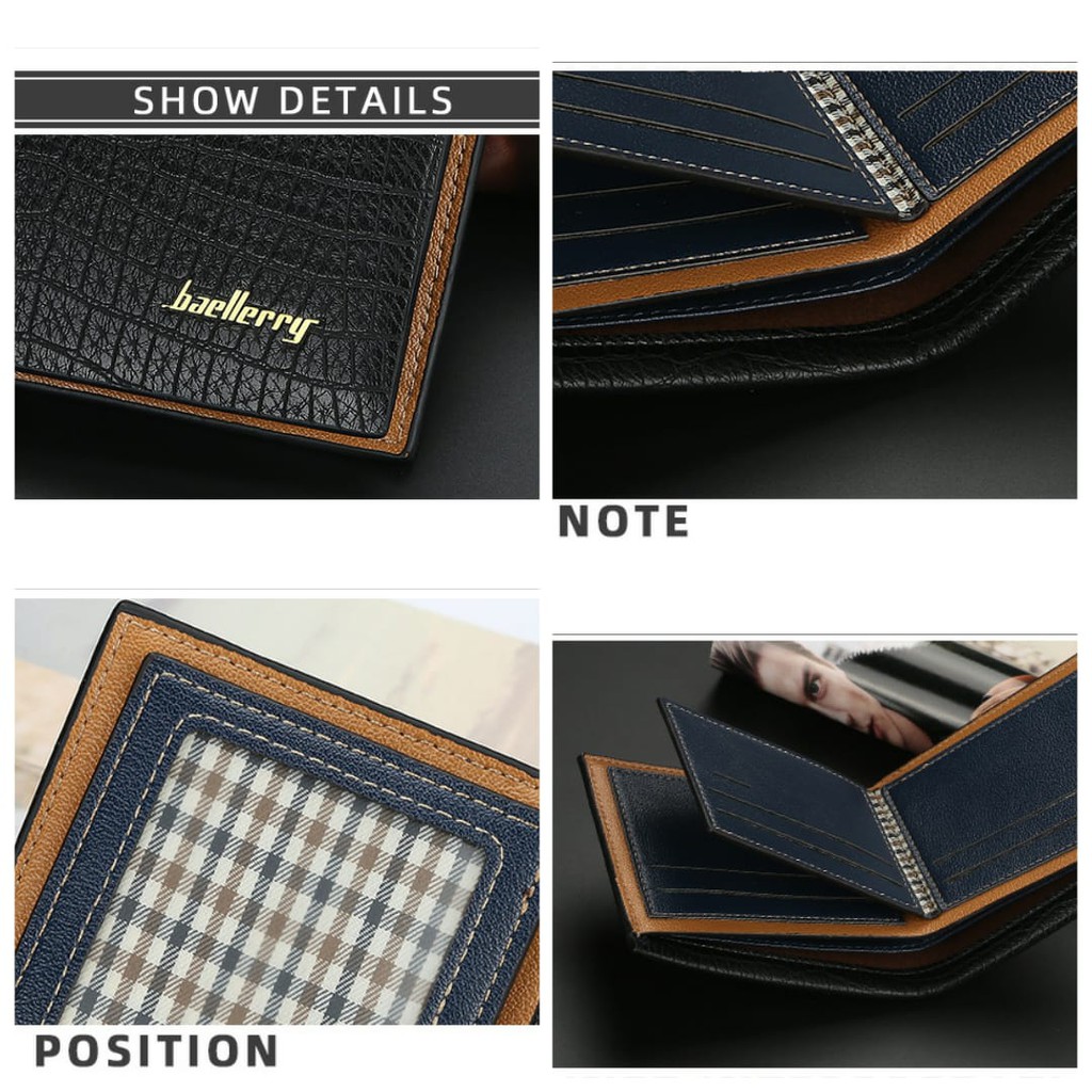 DOMPET LIPAT PRIA BAELLERRY IMPORT ORIGINAL HITAM KULIT CROCO STEVEN WA132B5 PREMIUM TIDUR PENDEK