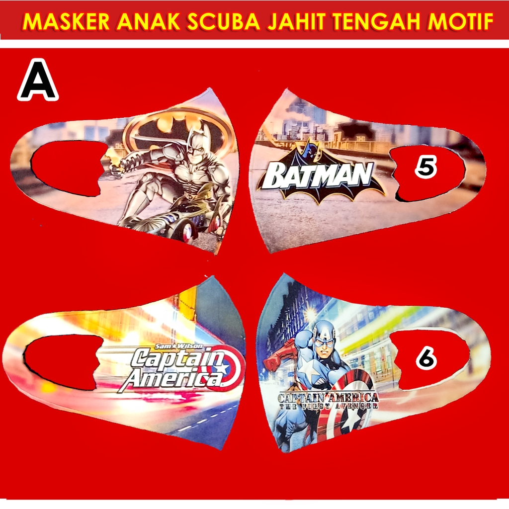 MASKER SCUBA MOTIF 1 MODEL ANAK ANAK JAHIT TENGAH