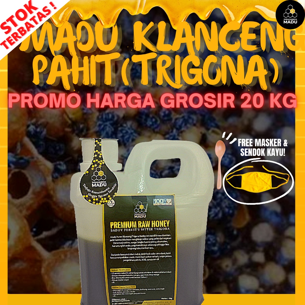 

MADU KLANCENG HUTAN PAHIT BUKAN TERNAK 20KG JURAGANNYAMADU, GROSIRAN MADU MURNI ASLI TANPA CAMPURAN, MADU BERGARANSI UANG KEMBALI 5X LIPAT, MADU LANGSUNG DARI HUTAN, SANAD JELAS, BISA IKUT PROSES PEMANENAN, KUALITAS EXPORT BISA COD