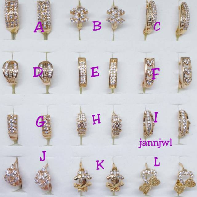 Anting jepit dewasa permata zircon ♡TIN-7♡