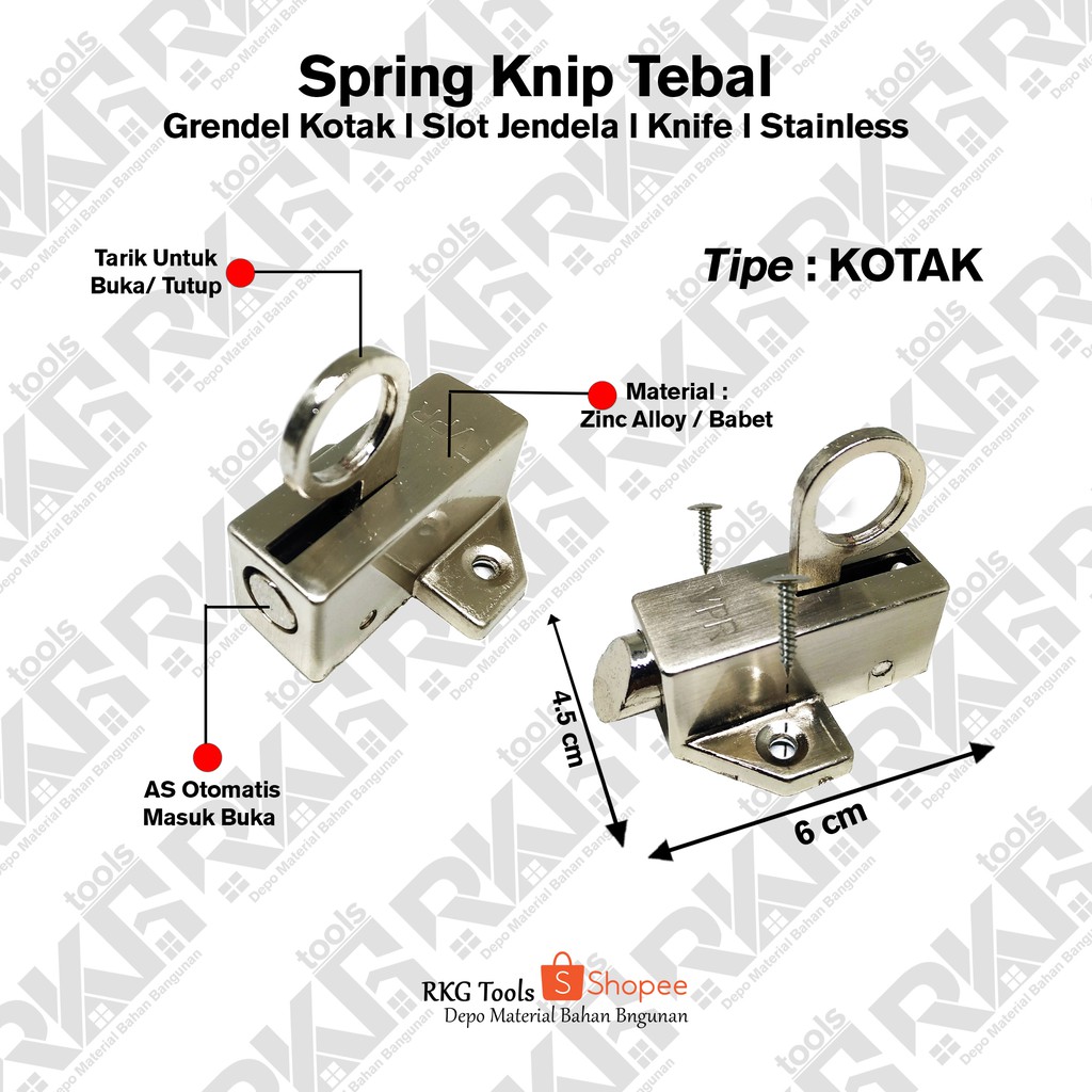 Spring Knip Tebal L Grendel Kodok Kotak L Slot Jendela L Spring Knife / Kodok / Kunci Vpr