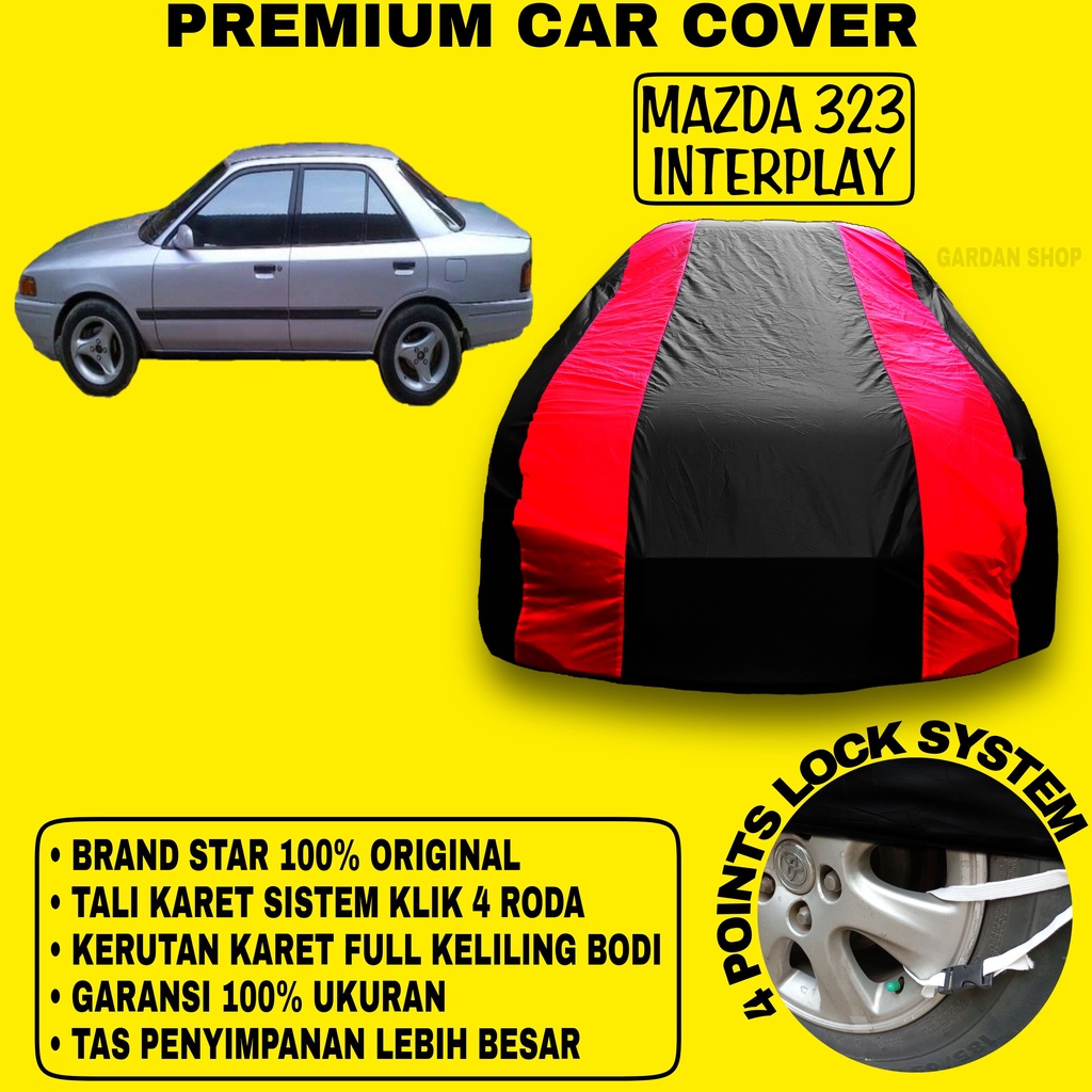 Body Cover MAZDA 323 INTERPLAY Sarung MERAH Penutup Pelindung Bodi Mobil Mazda 323 Interplay Waterproof PREMIUM