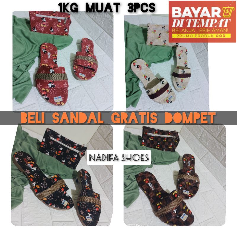 Sandal Slop Cewek Mickey | Sandal kickers Gratis Dompet