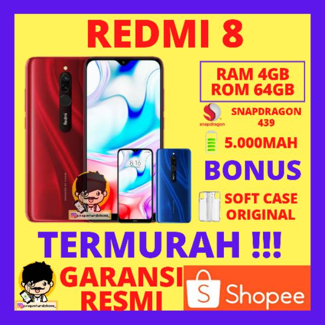 REDMI 8 4/64 RAM 4GB INTERNAL 64GB GARANSI RESMI XIAOMI INDONESIA 2