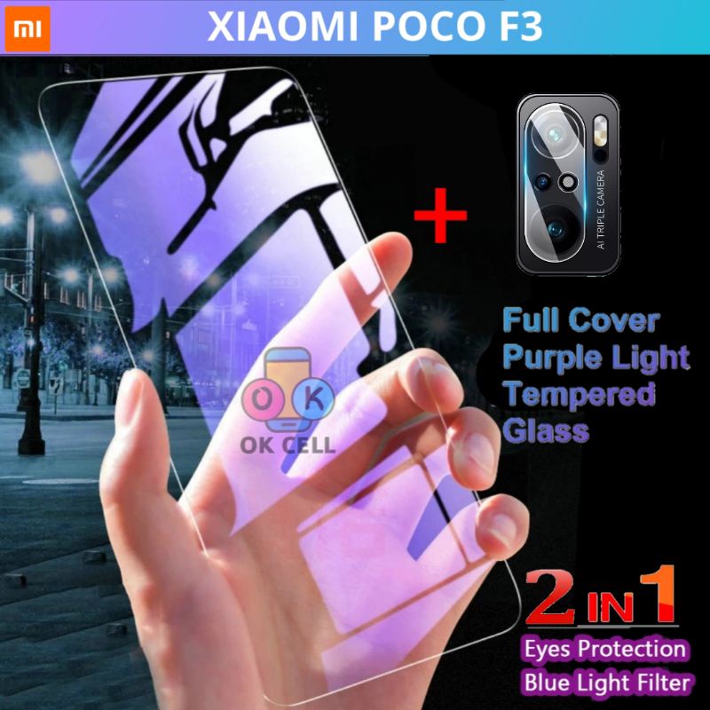 Tempered Glass Anti Blue Light Xiaomi Poco F3 - Tg Anti Gores Radiasi Poco F3 Full Layar Screen