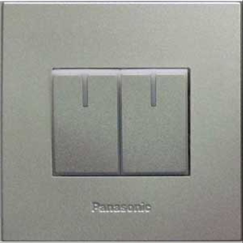 Saklar Seri 2 Tombol 2 Gang Lampu Fluorescence Silver Style Panasonic
