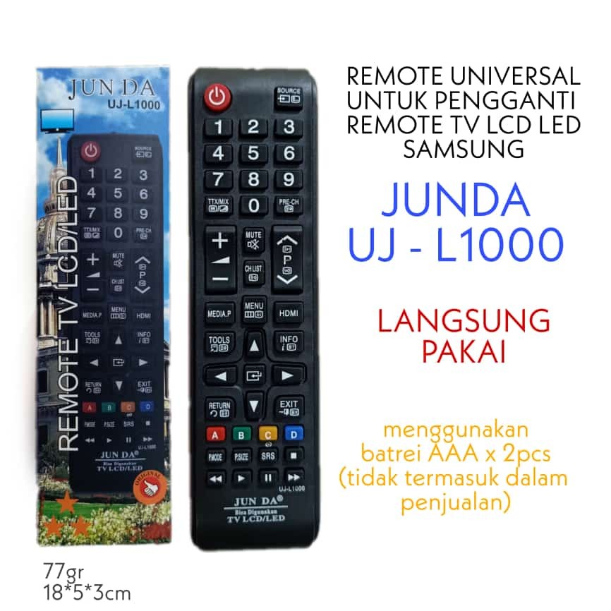 REMOTE TV MULTI UNIVERSAL LED SAMSUNG JUNDA UJ-L1000 SEPERTI ORIGINAL