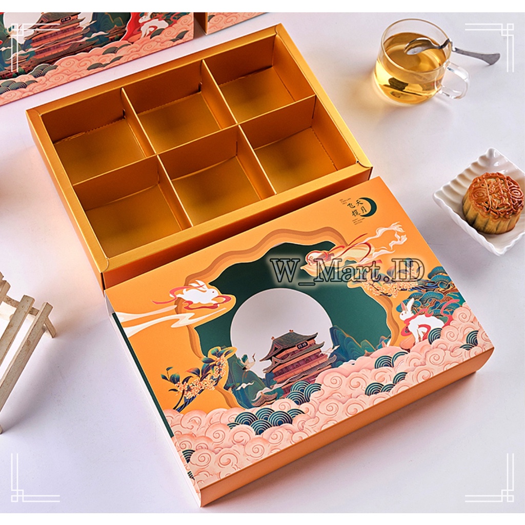 MOON CAKE BOX DUS KOTAK KUE BULAN ISI 6 CHANG E MOONCAKE CASE