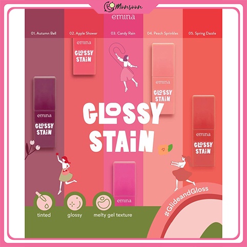 Monsoon - Emina Glossy Stain 3g | Emina Lip Tint Gloss 3g