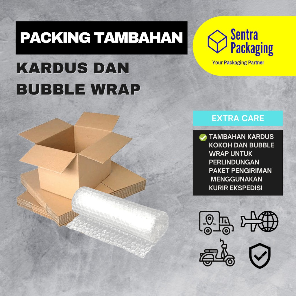 

Extra Kardus dan Bubble Wrap (untuk Packing Tambahan)