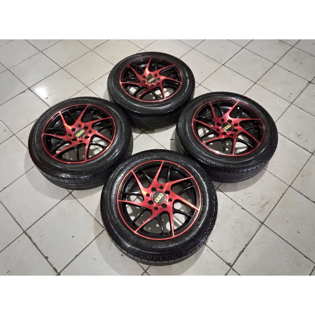 velg mobil bekas ring 15 lubang baut 8x100-114 plus ban gt radial 185 60 r15