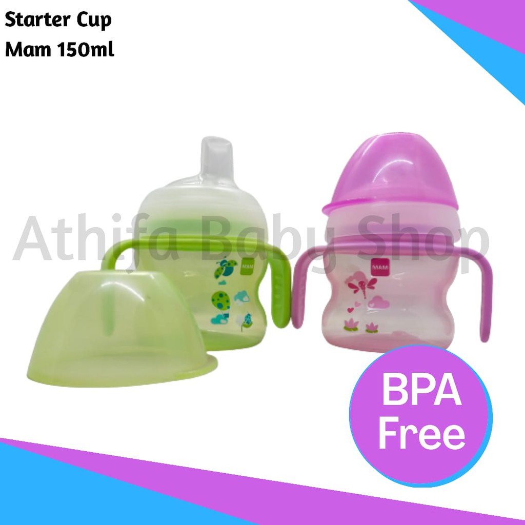 Botol minum Anti tumpah bayi anak MAM Starter Cup Extra Soft Spout 4m+ 150ml BPA Free With Handle