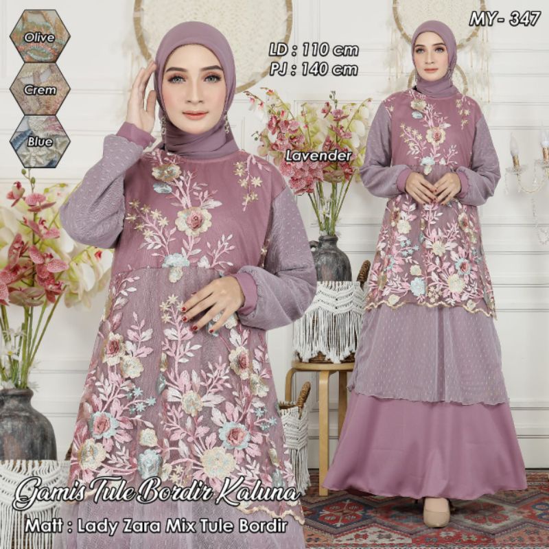 Gamis tule bordir kaluna