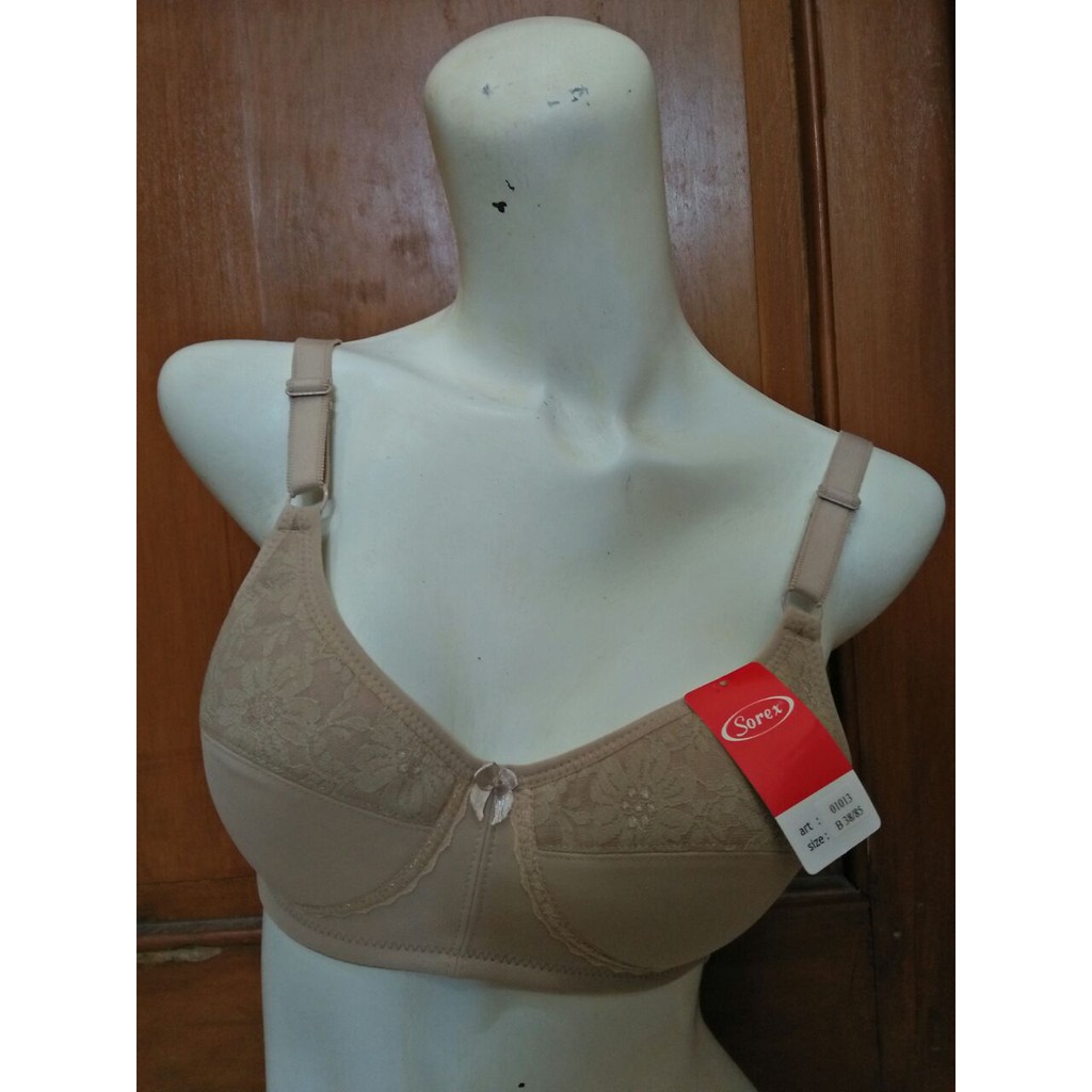 BRA SOREX 01013  size 34 36 38 40 cup B busa tipis tanpa kawat dengan renda NAILA kait 2 tbtk