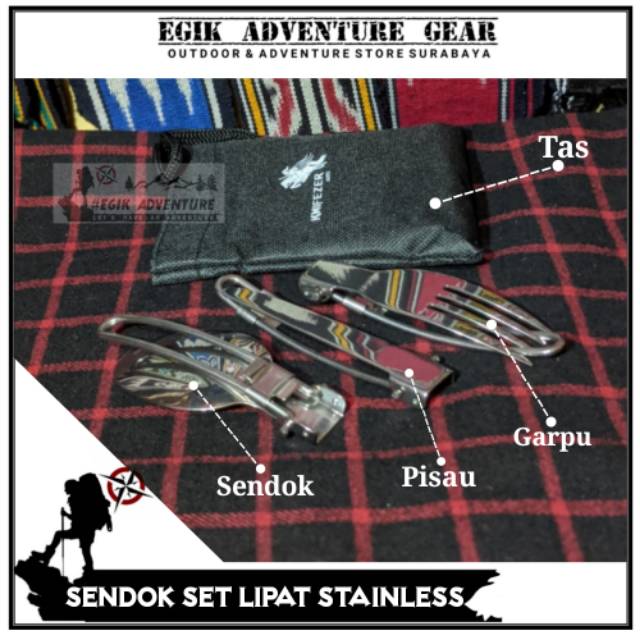 Sendok Lipat Stainless Set 3 in 1 | Sendok Portable | Sendok Lipat 3 in 1