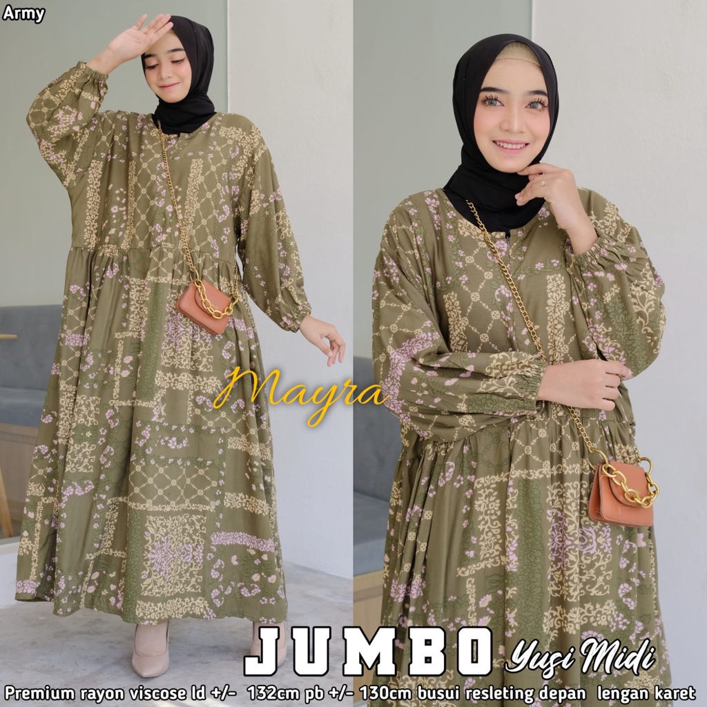 Baju GAMIS XXXXL LD 140 JUMBO Super PB 140 TOYOBO - BADAN GEMUK IBU HAMIL UKURAN BIG SIZE 298-YUSI ARMY