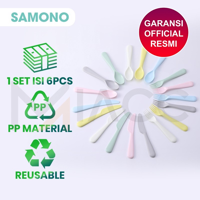 6Pcs Sendok Garpu Pisau Plastik Murah Alat Makan Set Samono Termurah