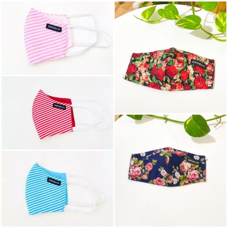 Masker kain motif bunga