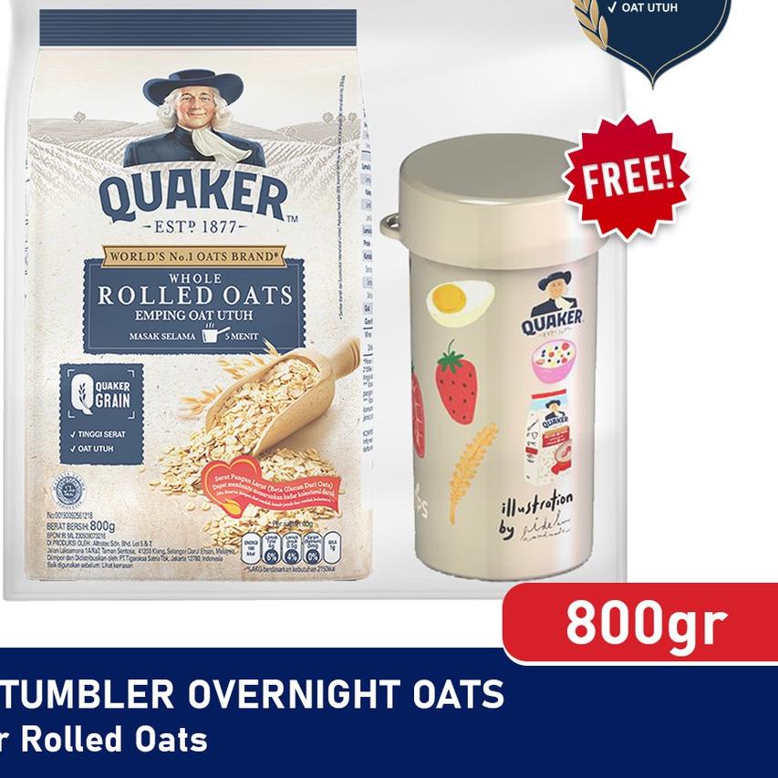 

Oke Price Quaker Rolled Oats 800g FREE Tumbler JY7''