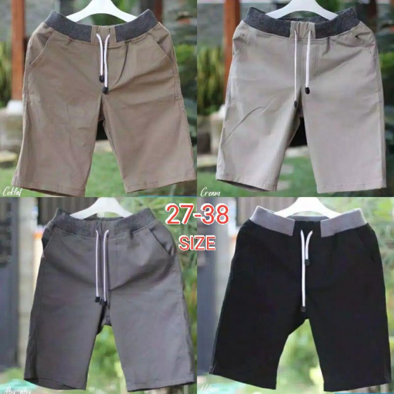 [BIG SIZE] Celana Chino Pendek Pria mick pinggang karet rip American drill