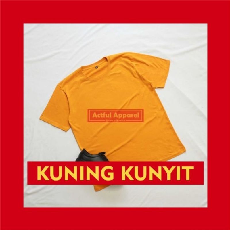 Kaos Polos Pendek Warna Kuning Kunyit