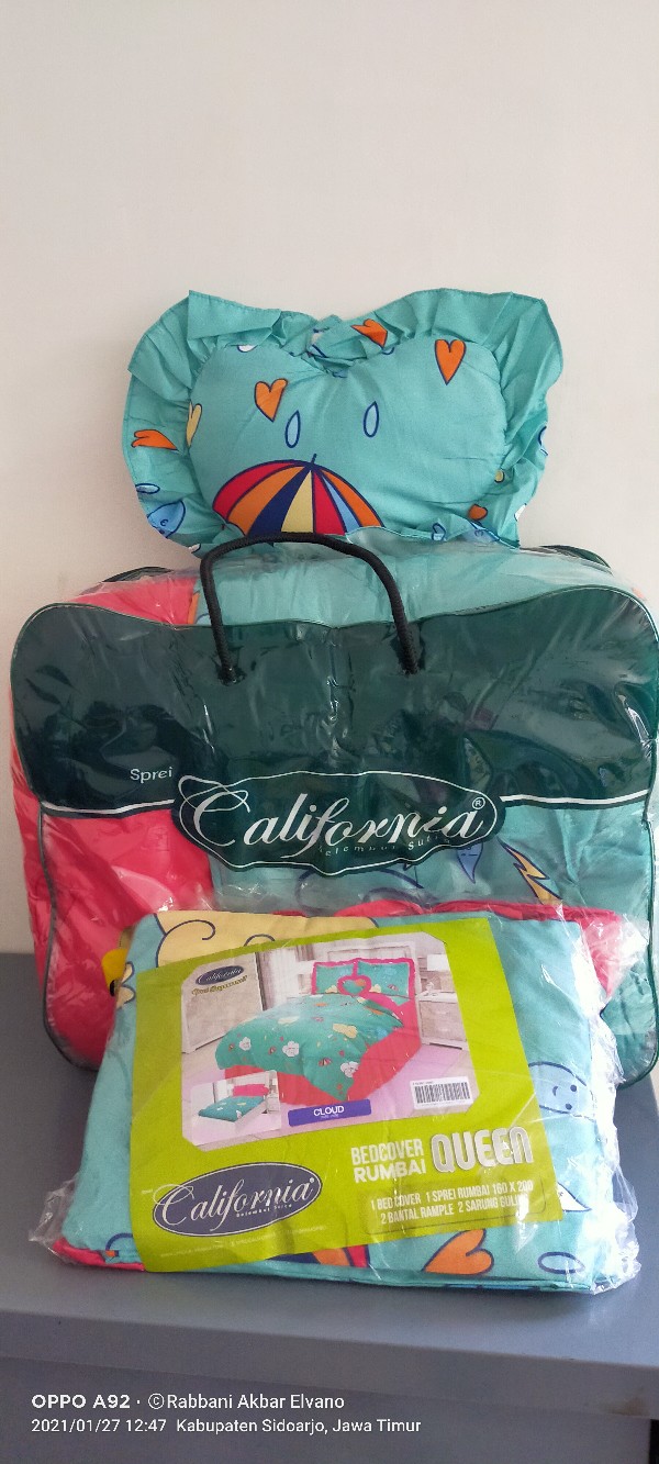 Bedcover + Sprei Rumbai California 160x200 Queen Size 160 Jane Feder Oris Alvia Elba Raisha Bc